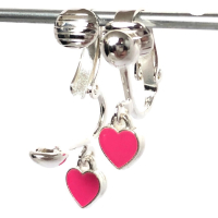 Clipoorbellen minihartjes donkerroze, hangoorbellen